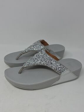 FitFlop Womens Sandal Lulu SHIMMERFOIL thong Silver Size 8